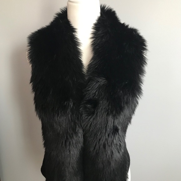 Sold Dolce Cabo Faux Fur Vest Black Knit XS - Picture 2 of 9
